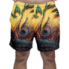 Forest Owl Art Snow Winter Men s Shorts by Cemarart
