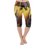 Forest Owl Art Snow Winter Lightweight Velour Cropped Yoga Leggings