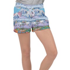 Art Psychedelic Mountain Women s Velour Lounge Shorts by Cemarart