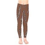 Feather Leaf Pattern Print Kids  Leggings