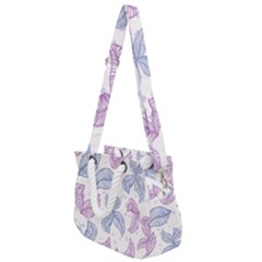 Boho Bohemian Leaves Branch Beige Rope Handles Shoulder Strap Bag by Cemarart