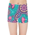 Floral Pattern Abstract Colorful Flow Oriental Spring Summer Kids  Sports Shorts