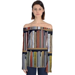 Book Nook Books Bookshelves Comfortable Cozy Literature Library Study Reading Reader Reading Nook Ro Off Shoulder Long Sleeve Top by Maspions