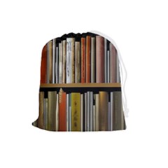 Book Nook Books Bookshelves Comfortable Cozy Literature Library Study Reading Reader Reading Nook Ro Drawstring Pouch (large) by Maspions