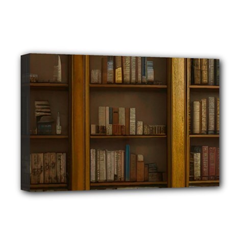 Books Book Shelf Shelves Knowledge Book Cover Gothic Old Ornate Library Deluxe Canvas 18  X 12  (stretched) by Maspions