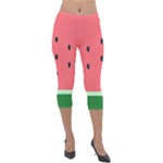 Watermelon Melon Fruit Healthy Food Meal Breakfast Lunch Juice Lemonade Summer Lightweight Velour Capri Leggings 