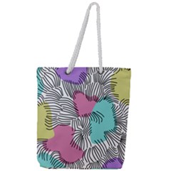 Lines Line Art Pastel Abstract Multicoloured Surfaces Art Full Print Rope Handle Tote (large) by Maspions