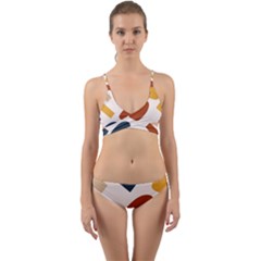 Boho Bohemian Style Design Minimalist Aesthetic Pattern Art Shapes Lines Wrap Around Bikini Set by Maspions