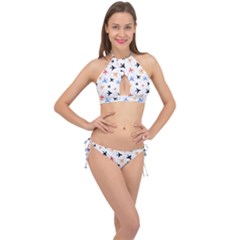 Airplane Pattern Plane Aircraft Fabric Style Simple Seamless Cross Front Halter Bikini Set by Bedest