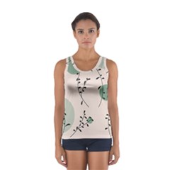 Plants Pattern Design Branches Branch Leaves Botanical Boho Bohemian Texture Drawing Circles Nature Sport Tank Top  by Maspions