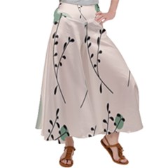 Plants Pattern Design Branches Branch Leaves Botanical Boho Bohemian Texture Drawing Circles Nature Women s Satin Palazzo Pants by Maspions