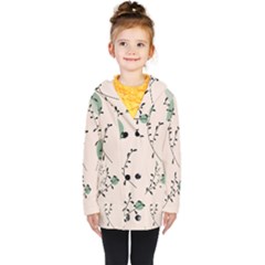 Plants Pattern Design Branches Branch Leaves Botanical Boho Bohemian Texture Drawing Circles Nature Kids  Double Breasted Button Coat by Maspions