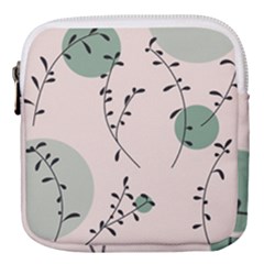 Plants Pattern Design Branches Branch Leaves Botanical Boho Bohemian Texture Drawing Circles Nature Mini Square Pouch by Maspions