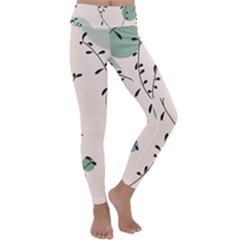 Plants Pattern Design Branches Branch Leaves Botanical Boho Bohemian Texture Drawing Circles Nature Kids  Lightweight Velour Classic Yoga Leggings by Maspions