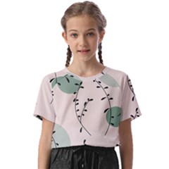 Plants Pattern Design Branches Branch Leaves Botanical Boho Bohemian Texture Drawing Circles Nature Kids  Basic T-shirt by Maspions