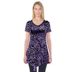 Enigmatic Plum Mosaic Short Sleeve Tunic 