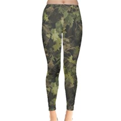 Green Camouflage Military Army Pattern Inside Out Leggings by Maspions