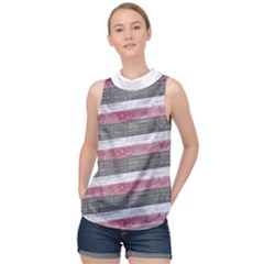 Vintage Vibrant Stripes Pattern Print Design High Neck Satin Top by dflcprintsclothing