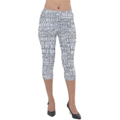 Kiss Me Before World War 3 Typographic Motif Pattern Lightweight Velour Capri Leggings  by dflcprintsclothing