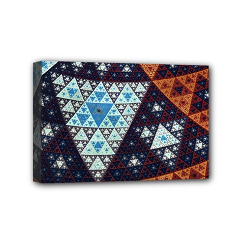 Fractal Triangle Geometric Abstract Pattern Mini Canvas 6  X 4  (stretched) by Cemarart