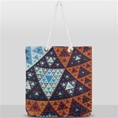 Fractal Triangle Geometric Abstract Pattern Full Print Rope Handle Tote (large) by Cemarart