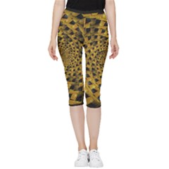 Spiral Symmetry Geometric Pattern Black Backgrond Inside Out Lightweight Velour Capri Leggings  by dflcprintsclothing