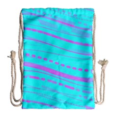 Wave Stripe Pattern Design Aqua Drawstring Bag (large) by Ndabl3x