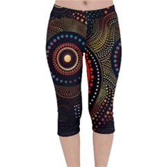 Abstract Geometric Pattern Velvet Capri Leggings  by Ndabl3x