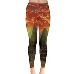 Pyramids Egypt Monument Landmark Sunrise Sunset Egyptian Inside Out Leggings by Proyonanggan