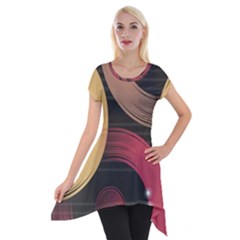 Circle Colorful Shine Line Pattern Geometric Short Sleeve Side Drop Tunic by Proyonanggan