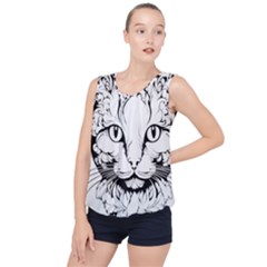 Cat - Artistic Paper Cut Bubble Hem Chiffon Tank Top by 2607694c
