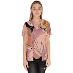 Abstract Boho Bohemian Style Retro Vintage Women s V-neck Scrub Top by Proyonanggan