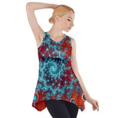 Fractal Pattern Background Side Drop Tank Tunic