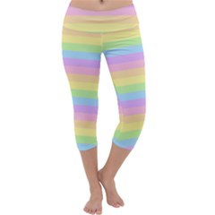 Cute Pastel Rainbow Stripes Capri Yoga Leggings by Ket1n9