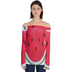 Watermelon Pillow Fluffy Off Shoulder Long Sleeve Top by Azkajaya