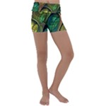 Psytrance Abstract Colored Pattern Feather Kids  Lightweight Velour Yoga Shorts