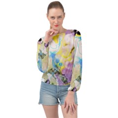 Watercolour Watercolor Paint Ink Banded Bottom Chiffon Top by Ket1n9
