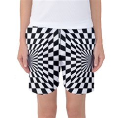 Optical Illusion Chessboard Tunnel Women s Basketball Shorts by Ndabl3x