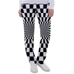 Optical Illusion Chessboard Tunnel Women s Casual Pants by Ndabl3x