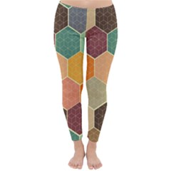 Abstract Hex Hexagon Grid Pattern Honeycomb Classic Winter Leggings by Proyonanggan