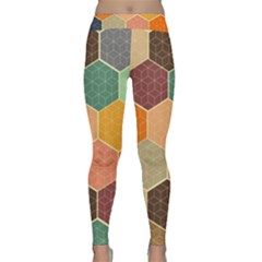 Abstract Hex Hexagon Grid Pattern Honeycomb Classic Yoga Leggings by Proyonanggan