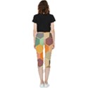 Abstract Hex Hexagon Grid Pattern Honeycomb Inside Out Lightweight Velour Capri Leggings  View4