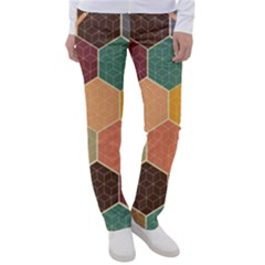 Abstract Hex Hexagon Grid Pattern Honeycomb Women s Casual Pants by Proyonanggan