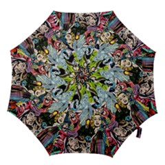 Vintage Horror Collage Pattern Hook Handle Umbrellas (large) by Ket1n9