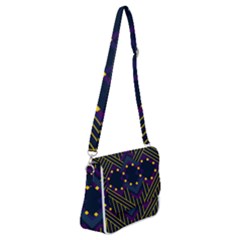 Line Square Pattern Violet Blue Yellow Design Shoulder Bag With Back Zipper by Ravend