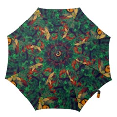 Illustrations Color Cat Flower Abstract Textures Orange Hook Handle Umbrellas (large) by anzea
