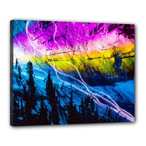 Night Skiing Colored Dead Grateful Lights Mountain Canvas 20  X 16  (stretched) by Loisa77