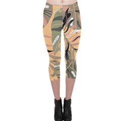 Leaves Monstera Picture Print Pattern Capri Leggings  by Ravend
