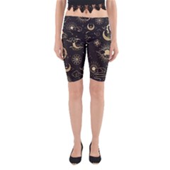 Asian Seamless Pattern With Clouds Moon Sun Stars Vector Collection Oriental Chinese Japanese Korean Yoga Cropped Leggings by Perong