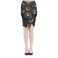 Asian Seamless Pattern With Clouds Moon Sun Stars Vector Collection Oriental Chinese Japanese Korean Midi Wrap Pencil Skirt by Perong